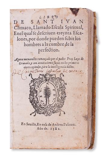 VEGA CARPIO, LOPE DE. Forma Breve de Rezar. 1612 + JOHN CLIMACUS, Saint.  Libro . . . llamado Escala Spiritual.  1582 [i. e., 1584]